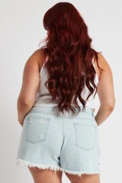 Denim Relaxed Denim Shorts High Rise -You And All Fashion Store cds1469b 81jb light wash 5