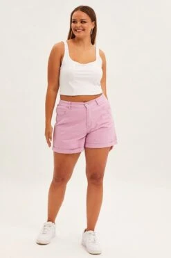 Purple Mom Denim Shorts High Rise -You And All Fashion Store cds1647 33jb lilac 3