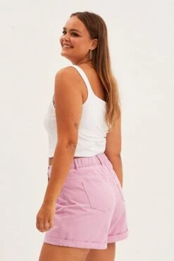 Purple Mom Denim Shorts High Rise -You And All Fashion Store cds1647 33jb lilac 4