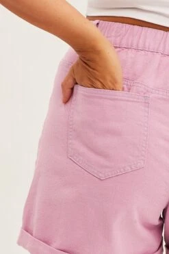 Purple Mom Denim Shorts High Rise -You And All Fashion Store cds1647 33jb lilac 6