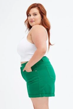 Green Mom Denim Shorts High Rise -You And All Fashion Store cds1647a 33jb green 4