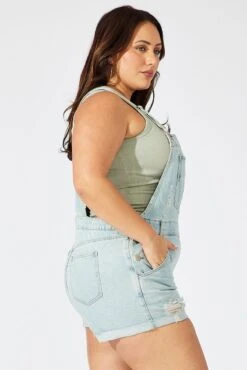 Denim Overall Shorts Distress -You And All Fashion Store cds1658 33j light wash 4