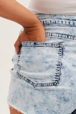 Blue Skinny Denim Shorts Mid Rise -You And All Fashion Store cds1719 20jb light blue 6