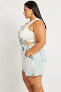 Denim Overall Shorts -You And All Fashion Store cds1802c 84jb light wash 4