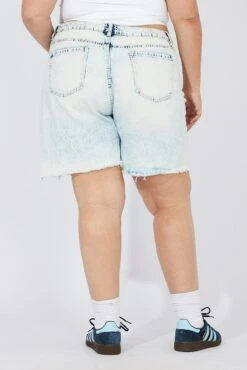 Denim Longline Shorts High Rise Jort -You And All Fashion Store cds1853 2j light wash 5