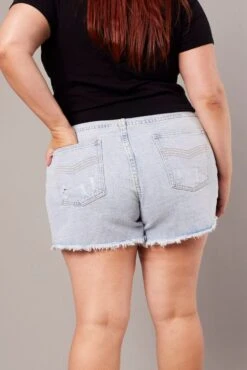 Blue Relaxed Shorts High Rise 8 Blue Relaxed Shorts High Rise -You And All Fashion Store cds1855 84jb light blue 3