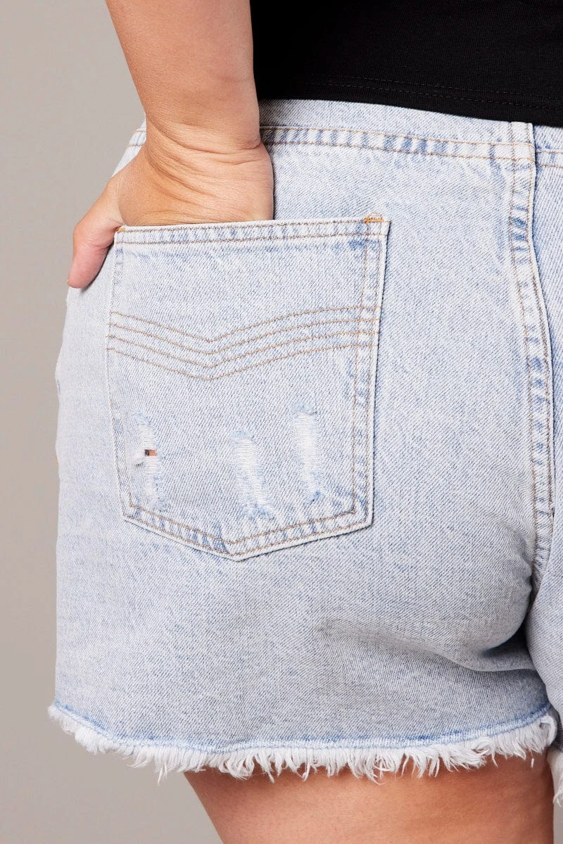 Blue Relaxed Shorts High Rise 6 Blue Relaxed Shorts High Rise - Image 6