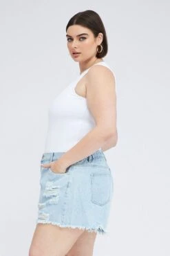 Denim Relaxed Shorts High Hise -You And All Fashion Store cds1869 20jb dark wash 4