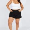 Black Relaxed Shorts Mid Rise