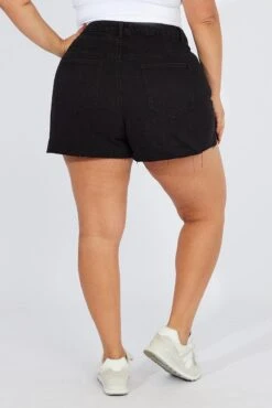 Black Relaxed Shorts Mid Rise -You And All Fashion Store cds1955a 33jb wash black 5