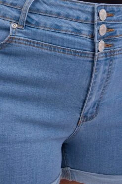 Denim Skinny Shorts High Rise 3 Buttons -You And All Fashion Store cds2027a 84jb light wash 6