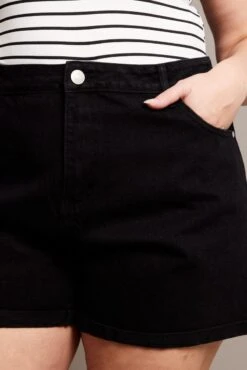 Black Mom Shorts High Rise -You And All Fashion Store cds2172a 84j black 6