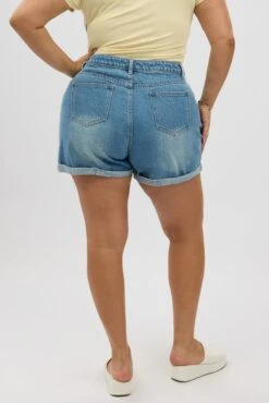 Denim Mom Shorts High Rise -You And All Fashion Store cds2172d 84jb dark wash 5