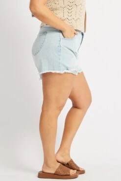 Denim Relaxed Shorts -You And All Fashion Store cds2324 2j light wash 4