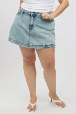 Denim Denim Skort Skirt High Rise -You And All Fashion Store cds2407c 2j light wash 3