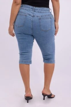 Denim Capri Jeans High Rise -You And All Fashion Store cds2455 84jb mid wash 5
