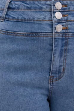 Denim Capri Jeans High Rise -You And All Fashion Store cds2455 84jb mid wash 6