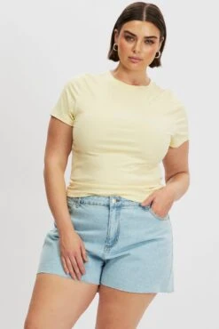 Denim Relaxed Shorts High Rise -You And All Fashion Store cds2469 2j light wash 4