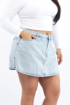 Denim Skort High Rise -You And All Fashion Store cds2477a 2j light wash 3