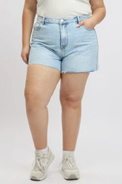 Denim Knee Length Shorts High Rise -You And All Fashion Store cds2815 84j light wash 3
