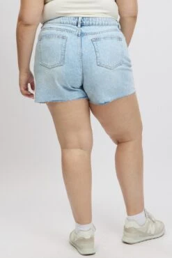 Denim Knee Length Shorts High Rise -You And All Fashion Store cds2815 84j light wash 5
