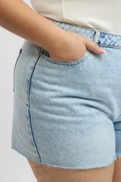 Denim Knee Length Shorts High Rise -You And All Fashion Store cds2815 84j light wash 6