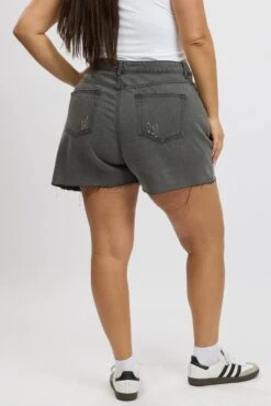 Grey Relaxed Shorts High Rise -You And All Fashion Store cds2815a 84jb charcoal 5