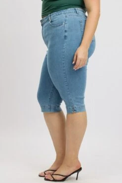 Denim Capri Jeans Mid Rise -You And All Fashion Store cds2816 84j mid wash 4