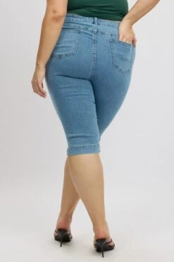 Denim Capri Jeans Mid Rise -You And All Fashion Store cds2816 84j mid wash 5
