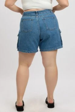 Denim Cargo Shorts High Rise -You And All Fashion Store cds2855a 84jb mid wash 5
