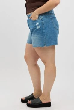 Denim Relaxed Denim Shorts -You And All Fashion Store cds2891 84j mid wash 4