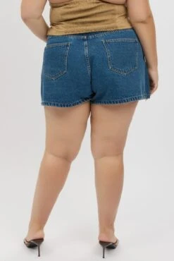 Denim Skorts Skirt High Rise Stud Detail -You And All Fashion Store cds3010 117j mid wash 5