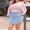 Denim Skorts Skirt High Rise