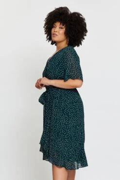 Geo Print Skater Dress V-neck Short Sleeve Tie -You And All Fashion Store ced1021a 36b geo print 4