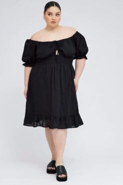 Black Mini Dress Bow Tie Peephole Front -You And All Fashion Store ced1024b 33a black 3