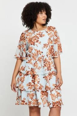 Floral Print Skater Dress Round Neck Long Sleeve -You And All Fashion Store ced1050 35b floral prt 3 1