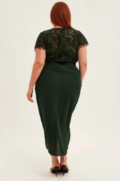 Green Midi Dress Short Sleeve Lace Top -You And All Fashion Store ced1154 33rb forest 5