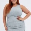 Grey Ruched Dress Rib Bodycon Jersey