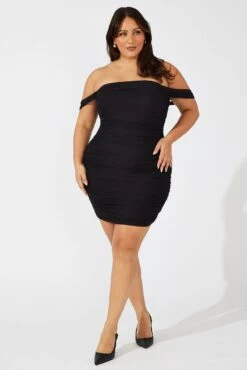 Black Mini Dress Mesh Off Shoulder -You And All Fashion Store ced12867 36ab black 3