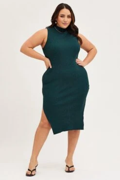 Green Bodycon Dress Round Neck Sleeveless -You And All Fashion Store ced14324 40ab teal 3
