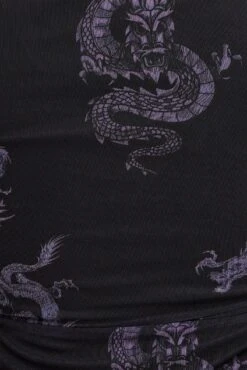 Black Print Mesh Dress Bodycon Dragon Knee Length -You And All Fashion Store ced14350 47ab print 6