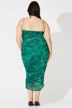 Green Abstract Ruched Mesh Midi Dress -You And All Fashion Store ced1512 84a abstract 5