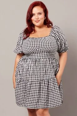 Black Check Gingham Sweetheart Mini Dress -You And All Fashion Store ced17114a 35ab check 3
