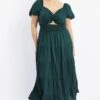 Green Maxi Dress Short Sleeve Twist Front