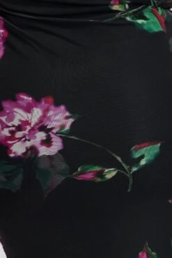 Black Floral One Shoulder Ruched Midi Dress -You And All Fashion Store ced2215 84ab floral 6