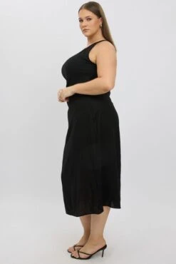 Black Midi Dress One Shoulder Side Cut Out -You And All Fashion Store ced2383 47rb black 4