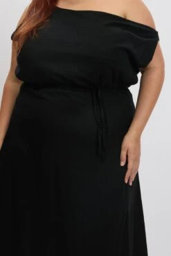 Black Midi Dress Sleeveless Asymmetrical Linen Blend -You And All Fashion Store ced2388a 47rb black 6