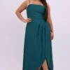 Green Midi Dress Sleeveless Wrap Front