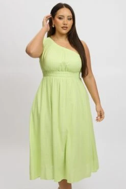 Yellow Midi Dress One Shoulder Linen Blend -You And All Fashion Store ced2497 47rb yellow 3 d5e3b827 750c 48ee 99ce 5cb58bf01804