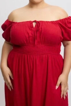 Red Tiered Midi Dress Short Sleeve Ruched Bust 11 Red Tiered Midi Dress Short Sleeve Ruched Bust -You And All Fashion Store ced2498 35r red 6